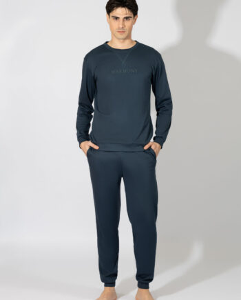 Men’s HARMONY Pajama Solid Cotton Modal – 809305 Blue