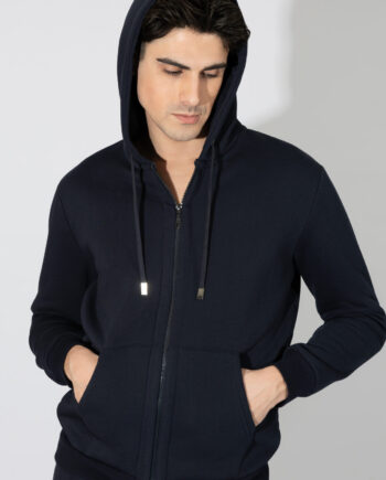 Men’s Fleece Jacket with Hood – 809314 Blue