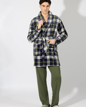 Men’s Checkered Fleece Robe – 809318