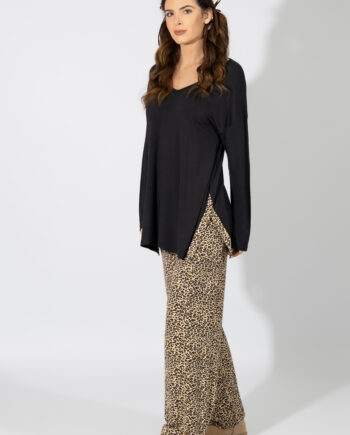Γυναικεία Πιτζάμα micromodal Oversized Leopard – 109908 black