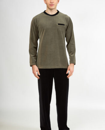 Ανδρική Πιτζάμα βελουτέ - 809302 olive/black