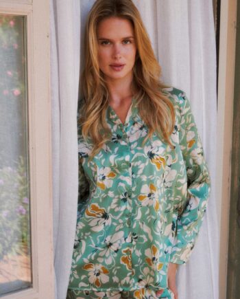 Σατέν Πιτζάμα Σακάκι Floral -609501 mint