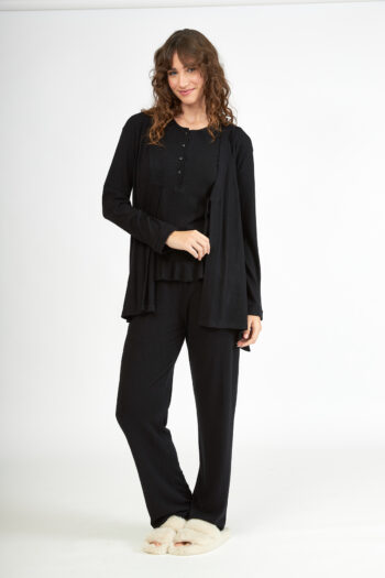 Γυναικεία Ρόμπα κοντή Πλεκτή σταυρωτή - Black 407711