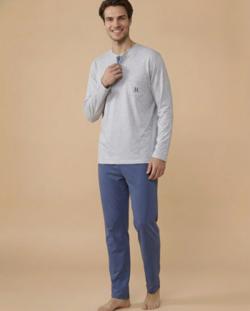 Ανδρική Πιτζάμα cotton top με fleece παντελόνι - 809326 Ciel