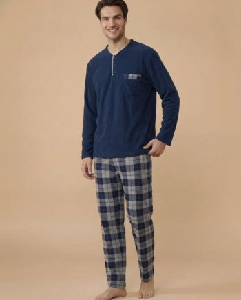 Ανδρική Πιτζάμα fleece- 811330 blue/grey