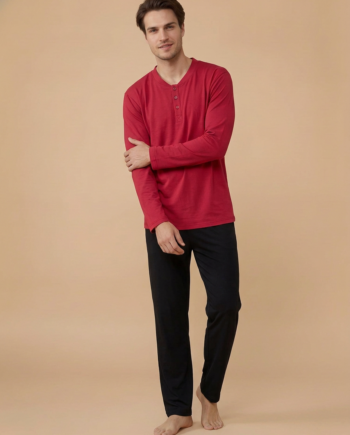Ανδρική Πιτζάμα Μονόχρωμη cotton modal - 811331 red/black