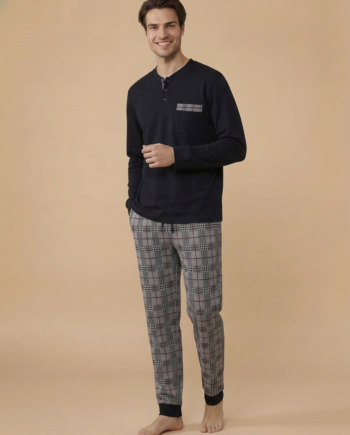 Ανδρική Πιτζάμα Μονόχρωμη cotton - 811336 black