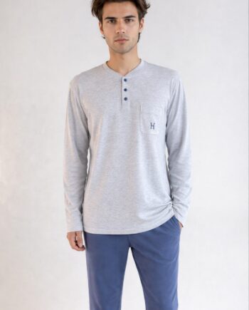 Ανδρική Πιτζάμα cotton top με fleece παντελόνι - 809326 Ciel