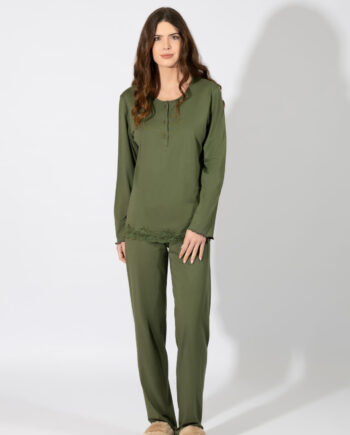 Γυναικεία Πιτζάμα με πατιλέτα cotton/modal – 109914 olive