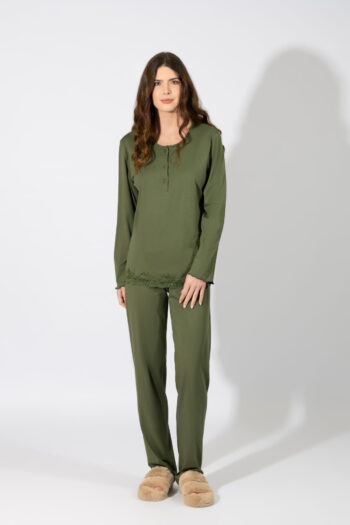 Γυναικεία Πιτζάμα με πατιλέτα cotton/modal – 109914 olive