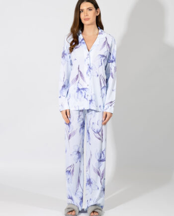 Γυναικεία Πιτζάμα Σακάκι εμπριμέ cotton/modal – 109921 light blue