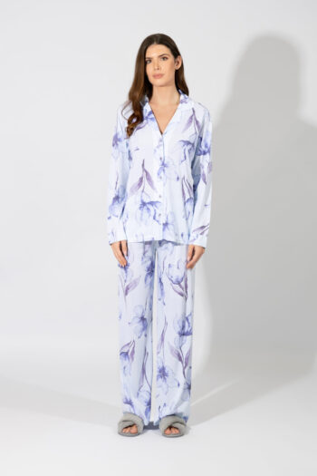 Γυναικεία Πιτζάμα Σακάκι εμπριμέ cotton/modal – 109921 light blue