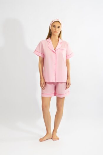Πιτζάμα Γυναικεία Ποπλίνα μονόχρωμη Σακάκι με βερμούδα cotton  - 110901 fuchsia