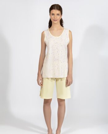 Πιτζάμα Γυναικεία Αμάνικη με βερμούδα cotton modal - 110911 yellow
