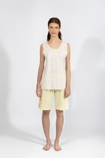 Πιτζάμα Γυναικεία Αμάνικη με βερμούδα cotton modal - 110911 yellow
