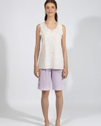 Πιτζάμα Γυναικεία Αμάνικη με βερμούδα cotton modal - 110911 lavender