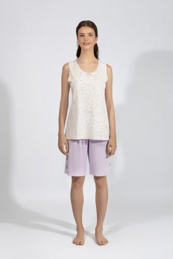 Πιτζάμα Γυναικεία Αμάνικη με βερμούδα cotton modal - 110911 lavender