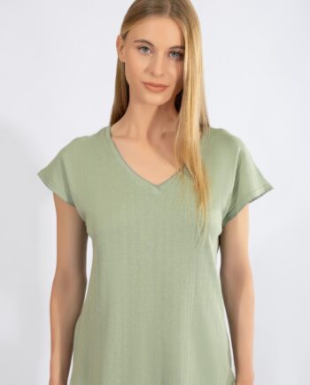 Μπλουζάκι Γυναικείο Rib με μανίκι cotton modal – 110916 olive