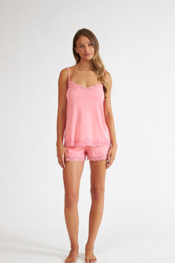 Baby Doll με δαντέλα cotton-modal  – 208810 peach