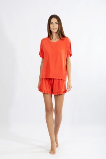 Baby Doll μονόχρωμο Σορτσ με βολάν micro modal - 210807 pomegranate