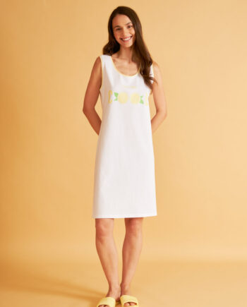Νυχτικό Μονόχρωμο cotton/modal Αμάνικο Lemons- 306831 off white