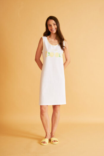 Νυχτικό Μονόχρωμο cotton/modal Αμάνικο Lemons- 306831 off white