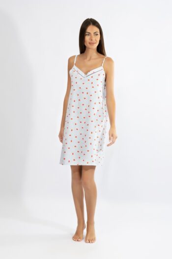 Νυχτικό εμπριμέ Ποπλίνα Ράντα cotton - 310802 ciel