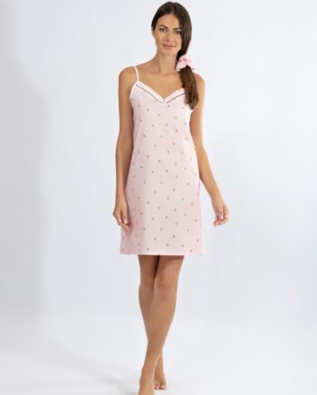 Νυχτικό εμπριμέ Ποπλίνα Ράντα cotton - 310803 pink