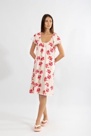 Νυχτικό εμπριμέ Dallia Κοντό μανίκι με πατιλέτα cotton modal - 310804