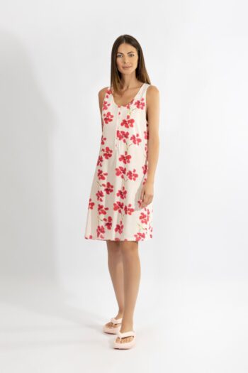 Νυχτικό εμπριμέ Dallia Αμάνικο με πατιλέτα cotton modal - 310805
