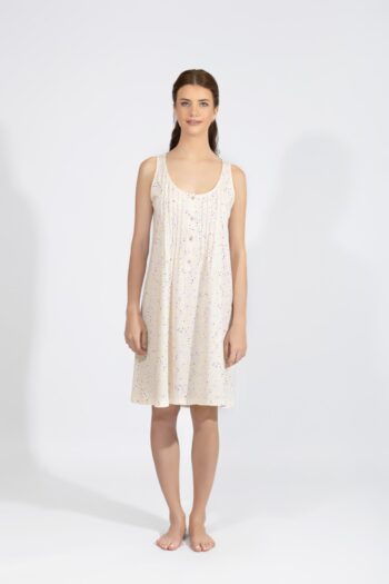 Νυχτικό εμπριμέ Αμάνικο με νερβίρ και κουμπιά cotton modal - 310807