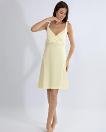 Νυχτικό μονόχρωμο Ράντα κρουαζέ cotton modal - 310812 yellow