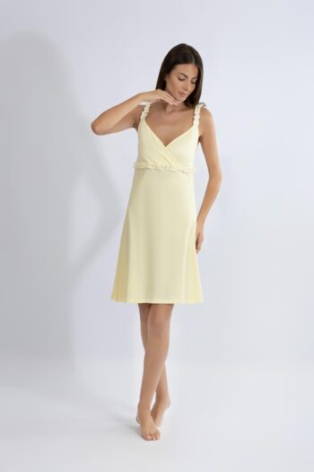 Νυχτικό μονόχρωμο Ράντα κρουαζέ cotton modal - 310812 yellow