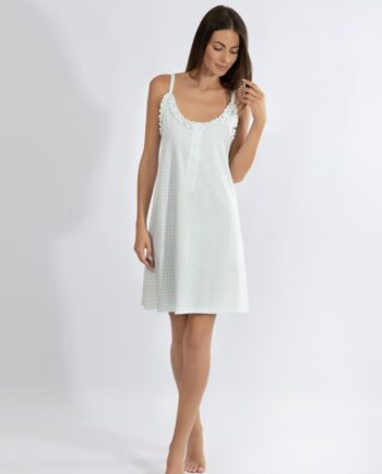 Νυχτικό Καρώ με ράντα και πατιλέτα cotton modal - 310814 ciel