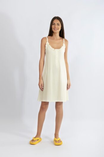 Νυχτικό Καρώ με ράντα και πατιλέτα cotton modal - 310814 yellow