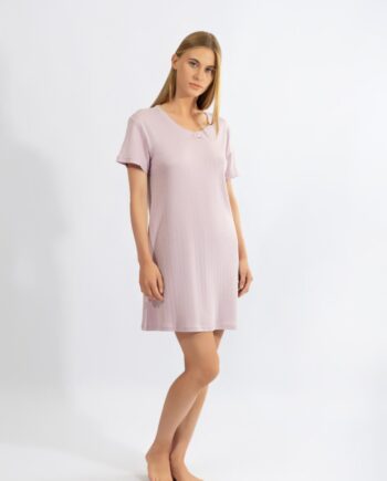 Νυχτικό Rib με μανίκι cotton modal - 310815 lavender