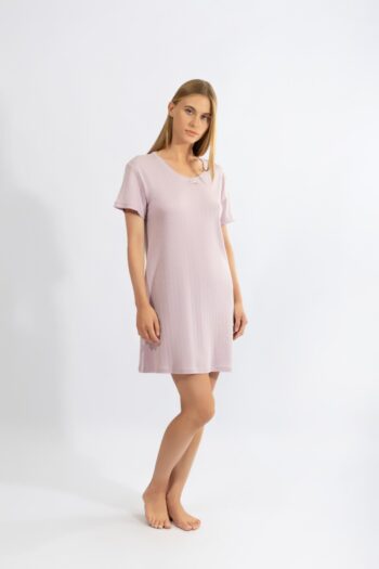 Νυχτικό Rib με μανίκι cotton modal - 310815 lavender
