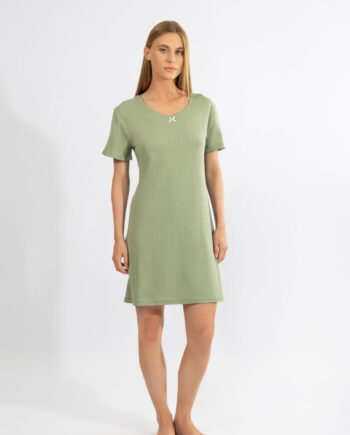 Νυχτικό Rib με μανίκι cotton modal - 310815 olive