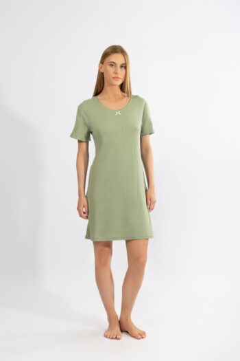 Νυχτικό Rib με μανίκι cotton modal - 310815 olive