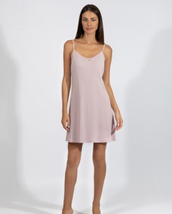 Νυχτικό Rib με Ράντα cotton modal - 310817 lavender