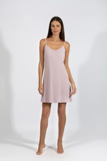 Νυχτικό Rib με Ράντα cotton modal - 310817 lavender