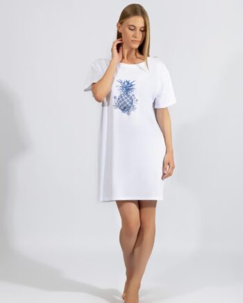 Νυχτικό μονόχρωμο Κοντό μανίκι Ανανάς cotton - 310818