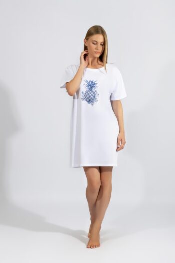 Νυχτικό μονόχρωμο Κοντό μανίκι Ανανάς cotton - 310818