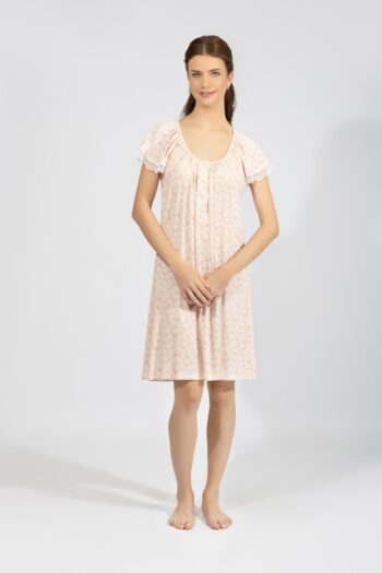 Νυχτικό εμπριμέ Κοντό μανίκι με πατιλέτα micro modal - 310819