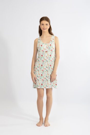 Νυχτικό εμπριμέ Αμάνικο με πατιλέτα micro modal - 310826