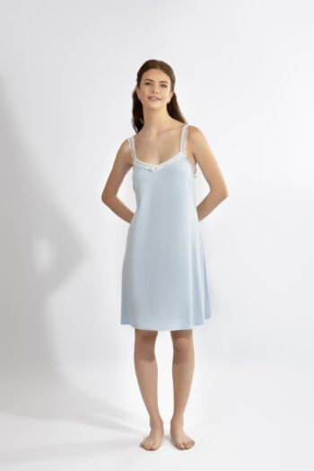 Νυχτικό μονόχρωμο Ράντα με δαντέλα micro modal - 310832 ciel