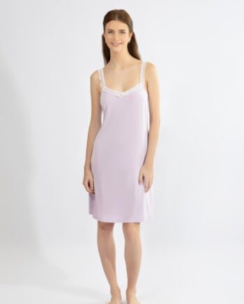Νυχτικό μονόχρωμο Ράντα με δαντέλα micro modal - 310832 lavender