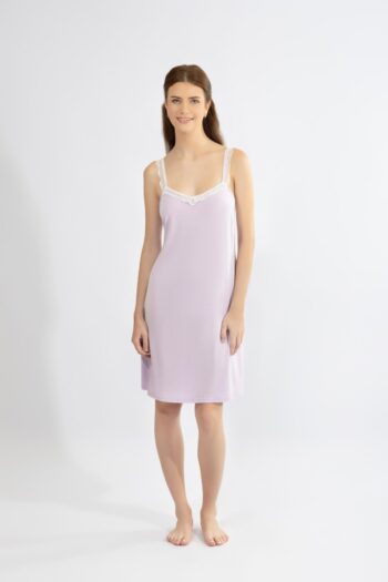Νυχτικό μονόχρωμο Ράντα με δαντέλα micro modal - 310832 lavender