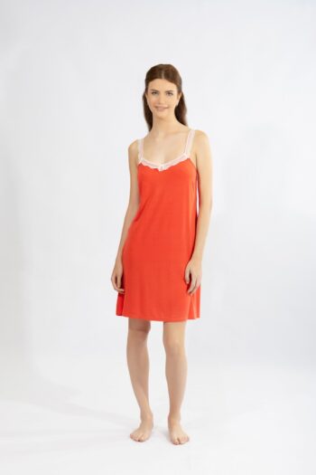Νυχτικό μονόχρωμο Ράντα με δαντέλα micro modal - 310832 pomegranate