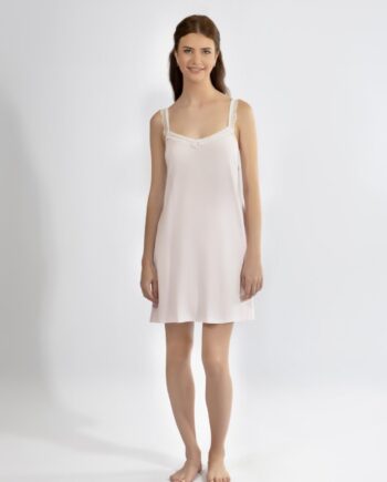 Νυχτικό μονόχρωμο Ράντα με δαντέλα micro modal - 310832 pink